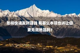 怎样快速发财赚钱 有甚么本领也许让你更无效地赢利？