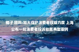 椰子 团购:加大保护消费者权益力度 上海公布一批消费者投诉处置典型案例