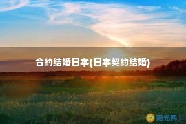 合约结婚日本(日本契约结婚)