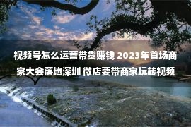 视频号怎么运营带货赚钱 2023年首场商家大会落地深圳 微店要带商家玩转视频号