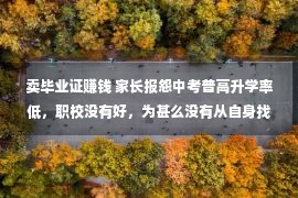 卖毕业证赚钱 家长报怨中考普高升学率低，职校没有好，为甚么没有从自身找缘由呢？