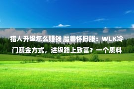 猎人升级怎么赚钱 魔兽怀旧服：WLK冷门赚金方式，进级路上致富？一个质料很抢手！