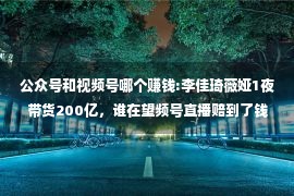 公众号和视频号哪个赚钱:李佳琦薇娅1夜带货200亿，谁在望频号直播赔到了钱？