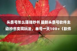 头条号怎么赚钱抄书 最新头条号软件主动抄书变现玩法，单号一天100+（软件+教程）