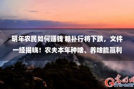 明年农民如何赚钱 粮补行将下跌，文件一经揭晓！农夫本年种啥、养啥能赢利？