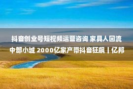 抖音创业号短视频运营咨询 家具人回流中部小城 2000亿家产带抖音狂飙丨亿邦深度