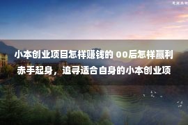 小本创业项目怎样赚钱的 00后怎样赢利赤手起身，追寻适合自身的小本创业项目！