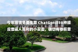 今年赚钱免费生意 ChatGpt评10种顺应普遍人赢利的小买卖，确切有参照意思