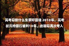 高考后做什么生意好赚钱 2010年，高考状元抢银行被判10年，出狱后再次考入西安交大