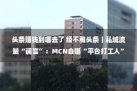 头条赚钱到哪去了 经不雅头条｜私域流量“谰言”：MCN自嘲“平台打工人”，想赢利只可靠投流