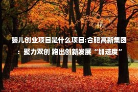 婴儿创业项目是什么项目:合肥高新集团：聚力双创 跑出创新发展“加速度”