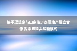 快手理想家与山东临沂泰辰地产建立合作 探索直播卖房新模式