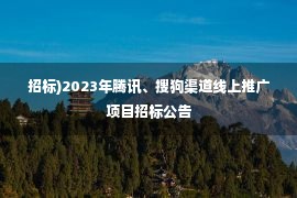 招标)2023年腾讯、搜狗渠道线上推广项目招标公告