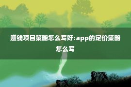 赚钱项目策略怎么写好:app的定价策略怎么写