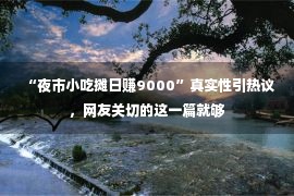 “夜市小吃摊日赚9000”真实性引热议，网友关切的这一篇就够