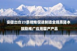 安徽出台23条措施促进制造业提质降本  鼓励推广应用国产产品