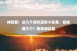 神回复：这几个高利润的小生意，你知道几个？网友神回复