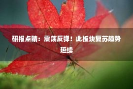 研报点睛：震荡反弹！此板块复苏趋势延续