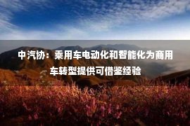 中汽协：乘用车电动化和智能化为商用车转型提供可借鉴经验