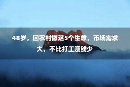 48岁，回农村做这5个生意，市场需求大，不比打工赚钱少