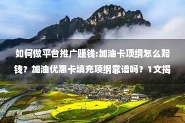 如何做平台推广赚钱:加油卡项纲怎么赔钱？加油优惠卡填充项纲靠谱吗？1文揭秘！