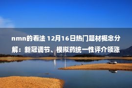 nmn的看法 12月16日热门题材概念分解：新冠调节、模拟药统一性评介领涨