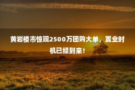 黄岩楼市惊现2500万团购大单，置业时机已经到来！