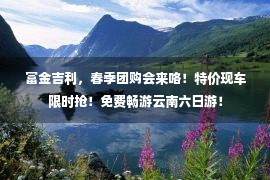 富金吉利，春季团购会来咯！特价现车限时抢！免费畅游云南六日游！