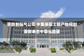 甲醇制氢气公司 中集来福士新产物规划重磅表态中国氢能展