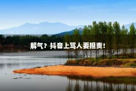 解气？抖音上骂人要担责！