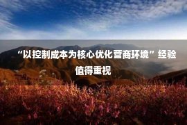 “以控制成本为核心优化营商环境”经验值得重视