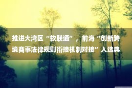 推进大湾区“软联通”，前海“创新跨境商事法律规则衔接机制对接”入选典型案例