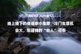 线上线下的低成本小生意，冷门生意机会大，想赚钱的“穷人”可看