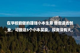 在学校能做的赚钱小本生意 想告退去创业，可做这5个小本买卖，投资没有大，赢利却没有少