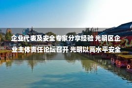 企业代表及安全专家分享经验 光明区企业主体责任论坛召开 光明以高水平安全护航高质量发展