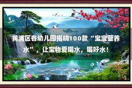 黄浦区各幼儿园揭晓100款“宝宝营养水”，让宝物爱喝水，喝好水！