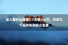 富人靠什么赚钱？7天收入6万，分享几个闷声发财的小生意