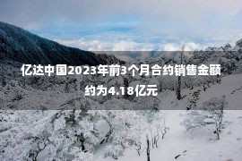 亿达中国2023年前3个月合约销售金额约为4.18亿元