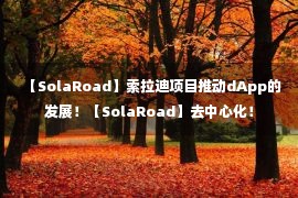 【SolaRoad】索拉迪项目推动dApp的发展！【SolaRoad】去中心化！