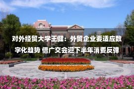 对外经贸大学王健：外贸企业要适应数字化趋势 借广交会迎下半年消费反弹