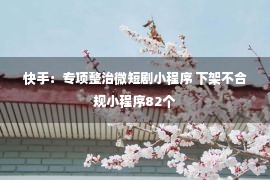 快手：专项整治微短剧小程序 下架不合规小程序82个