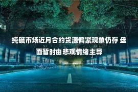 纯碱市场近月合约货源偏紧现象仍存 盘面暂时由悲观情绪主导