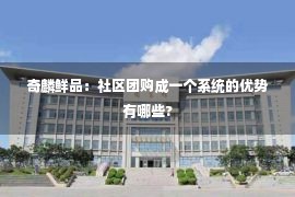 奇麟鲜品：社区团购成一个系统的优势有哪些?