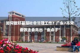 如何做好基层社会治理工作？广东7市党委政法委亮出“金点子”