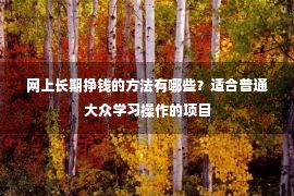 网上长期挣钱的方法有哪些？适合普通大众学习操作的项目