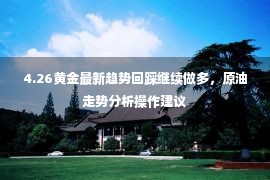 4.26黄金最新趋势回踩继续做多，原油走势分析操作建议