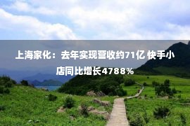 上海家化：去年实现营收约71亿 快手小店同比增长4788%