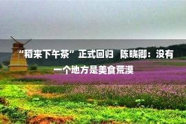 “稻来下午茶”正式回归   陈晓卿：没有一个地方是美食荒漠