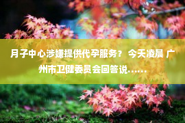 月子中心涉嫌提供代孕服务？ 今天凌晨 广州市卫健委员会回答说……