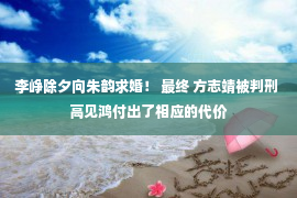 李峥除夕向朱韵求婚！ 最终 方志靖被判刑 高见鸿付出了相应的代价